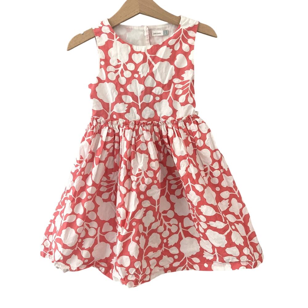 John Lewis Sleeveless Floral Dress - Coral White - 2